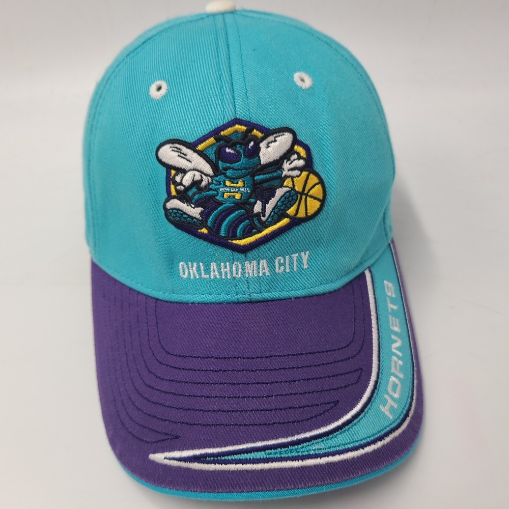 Vintage Oklahoma City Hornets Hat Adjustable Drew Pearson Blue Purple NBA‎ Men